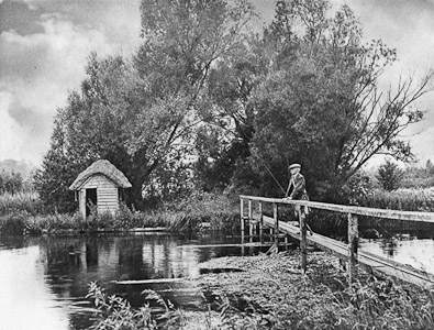 A hut on the Leckford water on the river Test Plate VIII An Album of the Chalk Streams 1946